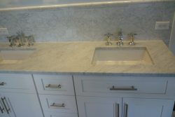 White Carrara Marble Bathroom Double Vanity Top