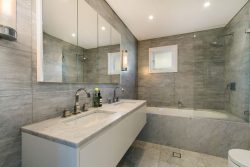 White Carrara Marble Full Bathroom Remodel