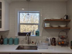 Custom Thassos Quartz Window Surround and Kitchen Countertops